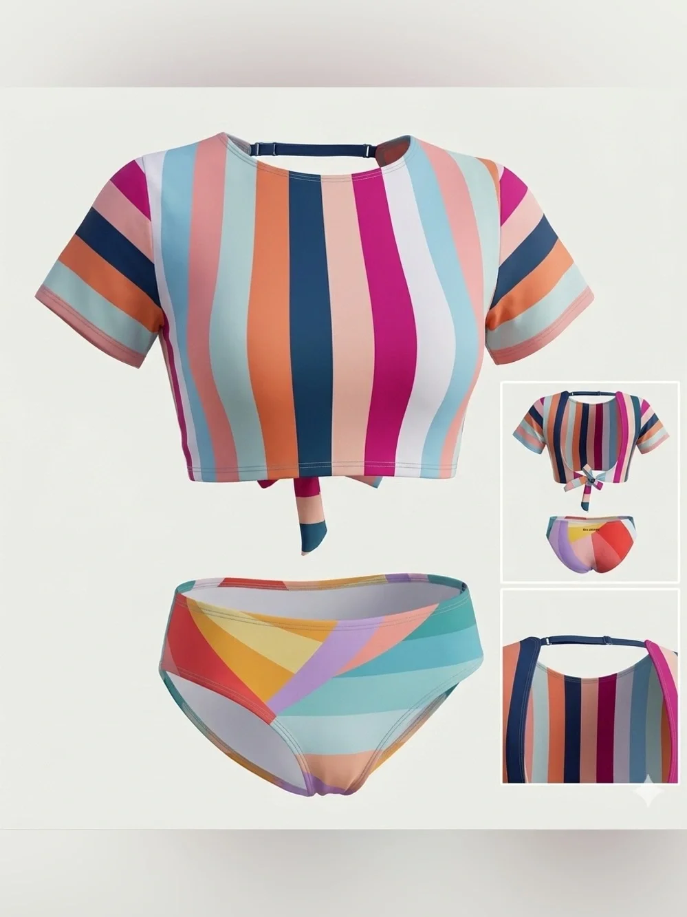 Billabong Surfer Vibe Short Sleeve Rash Guard Bikini Set Girls 14 Women’s Small